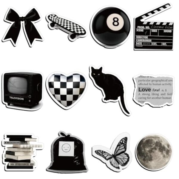 Saysurey 12 peças de ímã de geladeira vintage preto branco estilo moda ímãs de geladeira decoração DIY para armário de cozinha, lava-louças, escola, escritório e acessórios de presente de aniversário