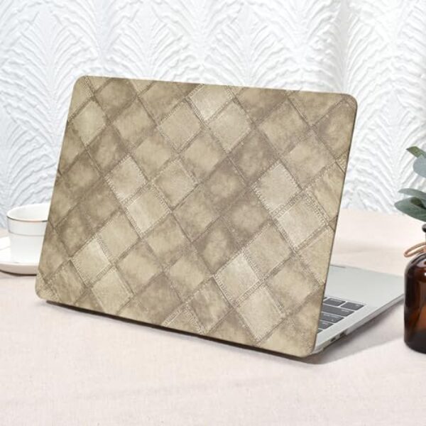 Seorsok Compatível com MacBook Air 13 polegadas 2022 2021 2020 2019 2018 versão A1932 A2179 M1 A2337, capa rígida de couro de grade quadrada vintage com capa de teclado, Western Cowboy, marrom