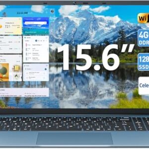 SGIN Laptop Win 11, laptop de 15,6 polegadas, processador Celeron N4000, 4 GB de RAM, SSD de 128 GB, BT5.0, HDMI, webcam, bateria de 7000 mAh, tipo C, visualização de 180°, Wi-Fi 2,4/5G, USB 3.2 * 3