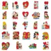 Sitsink Adesivos de ímã de geladeira para dia dos namorados - 24 peças vintage dia dos namorados coração amor cachorro ímã geladeira adesivos para casa cozinha escritório cruzeiro armário decoração