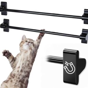 Skywin Suporte de toalha magnético para geladeira – pacote com 2 porta-toalhas, barra magnética de toalha, com comprimento ajustável – cabe em toalhas e facilmente anexável (preto)