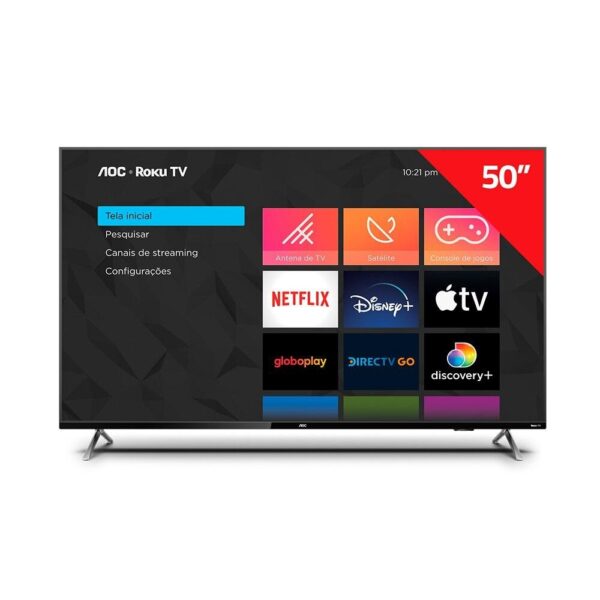 Smart TV AOC 50" 4K UHD Roku TV HDR Dolby Atmos ideal pra sala e gamers com Wi-Fi Dual Band