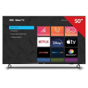 Smart TV AOC 50U7045/78G 4K UHD de 50" Roku TV HDR, Design sem bordas e Dolby Atmos