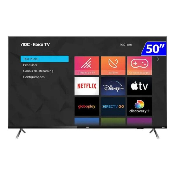 Smart TV Dled 50" Polegadas AOC 4k HDR 50u6125/78g Roku TV Comando De Voz HDMI