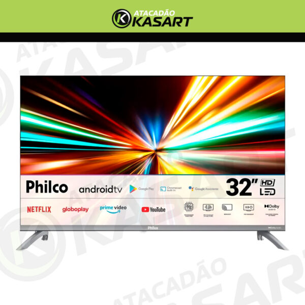 Smart TV Philco Android TV 32 Polegadas HD LED – Wi-Fi, Chromecast, Google Assistente