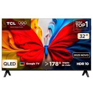 Smart TV TCL 32 Polegadas Full HD QLED S5K WiFi Bluetooth Google TV 2 HDMI HDR10 Dolby Audio 32S5K