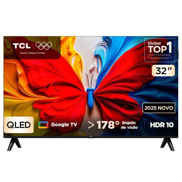 Smart TV TCL 32 Polegadas Full HD QLED S5K WiFi Bluetooth Google TV 2 HDMI HDR10 Dolby Audio 32S5K