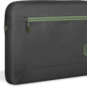 STM Capa ecológica para um laptop de até 14 polegadas – Feita de tecido 100% reciclado, fina, leve e durável, compartimento protetor acolchoado para laptop com bolso frontal com zíper - preta