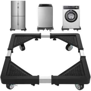 Suporte Móvel Carrinho Multiuso Rodinhas Eletrodomésticos e Móveis, Suporte Ajustável até 56cm x 56cm, Capacidade 138Kg, Carrinho Móvel Universal,Suporte Fogão Geladeira Máquina de Lavar