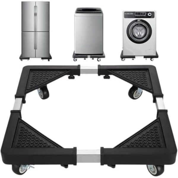 Suporte Móvel Carrinho Multiuso Rodinhas Eletrodomésticos e Móveis, Suporte Ajustável até 56cm x 56cm, Capacidade 138Kg, Carrinho Móvel Universal,Suporte Fogão Geladeira Máquina de Lavar