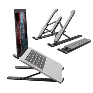 Suporte para Notebook Ajustável Base Ergonômica de Mesa para Home Office Regulável em Altura Portátil, Preto