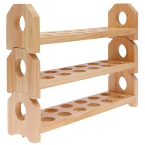 Suporte para ovos, rack empilhável de armazenamento de bancada, suporte para ovos frescos de 3 camadas com alça dupla para exibição de ovos frescos e de Páscoa, bolo, decoração rústica