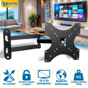 Suporte Para TV 14 á 42 Polegadas Retrátil De Parede Articulado Monitor Televisão Smart Tv