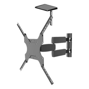 Suporte TV Articulado Preto Fixo Smart TV LED LCD 23 a 75 Polegadas + Suporte Para DVD Decodificador