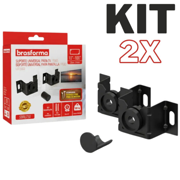 Suporte TV Universal Fixo LED LCD Smart TV 32 42 43 50 55 65 até 100 Polegadas Brasforma SBRU750
