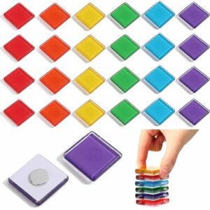 Tellegloww 24 peças de ímãs de geladeira de vidro para geladeira coloridos ímãs de geladeira fofos decorativos para quadro branco, escritório, cozinha, armário, uso doméstico (arco-íris)