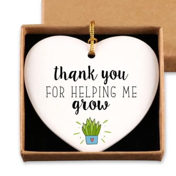 Thank You Gifts Thank You for Helping Me Grow Ornamento Sinal de Lembrança Placa de Coração Presente de Apreciação para Mulheres Mãe Mentor Líder Colega de Trabalho Professor Presentes de Apreciação