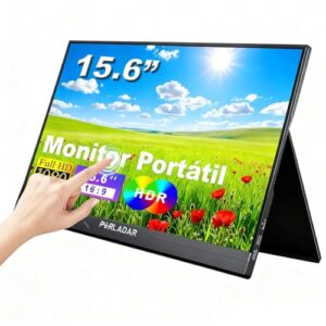 Tocável Monitor Portátil Touchscreen 15,6'' FHD 1080P IPS Extensor De Tela Sensível Ao Toque Ultra com Alto-falantes e Capa Conectividade USB Tipo C HDMI para Laptop Notebook PC Celular Trabalho Jogos