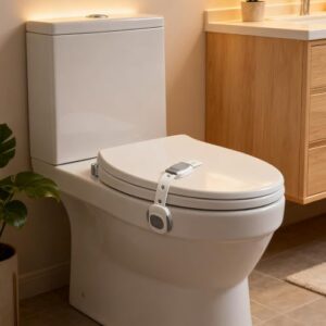 Trava de vaso sanitário à prova de bebês – Fechaduras de armário de segurança infantil para assento de vaso sanitário, gavetas, geladeira, portas | Fácil instalação com adesivo forte da 3M | Alça não
