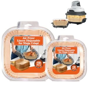 UBeesize Forros de fritadeira a ar para Ninja Crispi - 150 + 150 peças de acessórios Ninja Crispi para assadeiras Ninja Crispi e não branqueadas
