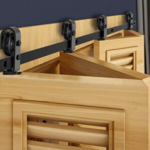 VEVOR Kit de trilho para porta de celeiro deslizante bidobrável, kit de trilho de montagem superior de 193 cm, deslize suavemente e silenciosamente, resistente, fácil de instalar, adequado para quatro