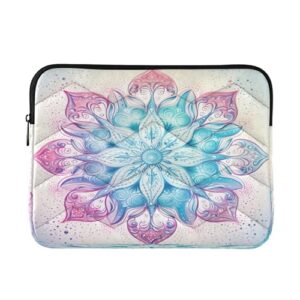 Wassud Capa para laptop 14 polegadas mandala rosa à prova de choque à prova d'água poliéster bolsa para laptop capa para notebook computador tablet