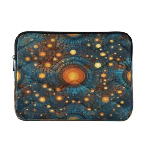 Wassud Capa para laptop 35,5 cm abstrata azul circular à prova de choque à prova d'água poliéster bolsa para laptop capa para notebook computador tablet