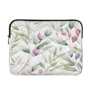 Wassud Capa para laptop de 35,5 cm com folhas verdes claras à prova de choque à prova d'água de poliéster para notebook e tablet