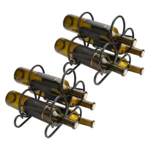 WRENYZK 2 conjuntos de 4 prateleiras de vinho para garrafas, rack de vinho de bancada, prateleira de vinho moderna, organizador de economia de espaço, suporte de bar para bebidas alcoólicas, suporte