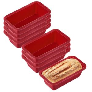 WWEsemeren 8 formas retangulares de silicone para pão de 15 x 8 x 4 cm, formas retangulares antiaderentes para mini bolo, caseiro, pão e bolo de carne