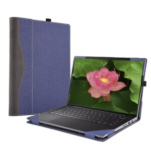 XJchen Capa protetora para laptop compatível com Dell Inspiron 14 5420 5425 5430 5435 5440 7420 7425 7430 7435 7440 7441 7445 2 em 1 Latitude 7440 7450 7455 Bolsa de couro PU (azul)