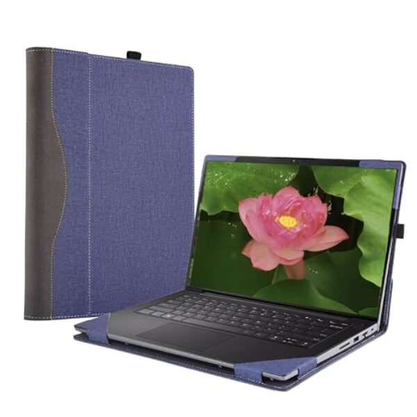 XJchen Capa protetora para laptop compatível com Dell Inspiron 14 5420 5425 5430 5435 5440 7420 7425 7430 7435 7440 7441 7445 2 em 1 Latitude 7440 7450 7455 Bolsa de couro PU (azul)