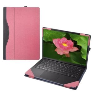 XJchen Capa protetora para laptop compatível com Dell Inspiron 14 5420 5425 5430 5435 5440 7420 7425 7430 7435 7440 7441 7445 2 em 1 Latitude 7440 7450 7455 Bolsa de couro PU (rosa )