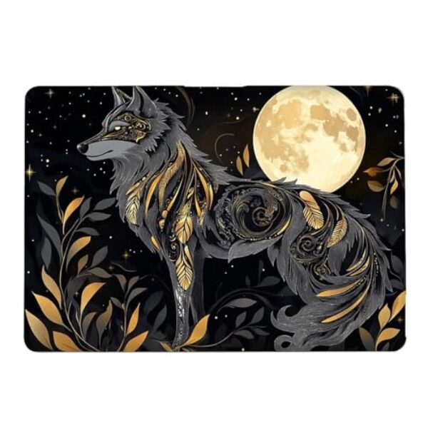 Yicomon Compatível com MacBook Air 13 polegadas 2020 2021 M1 A2337 A2179 A1932, capa rígida de plástico para Mac Air 13 com Touch ID (2018-2021) - Lobo preto misterioso luar