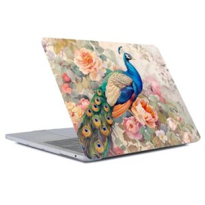 Yicomon Compatível com MacBook Air 13 polegadas 2020 2021 M1 A2337 A2179 A1932, capa rígida de plástico para Mac Air 13 com Touch ID (2018-2021) - Flores Pavão