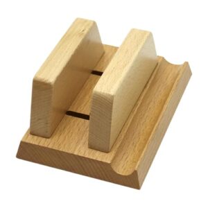 Ysyqkn Suporte Vertical Ajustável de Madeira Antiderrapante para Celular E Tablet, Ideal para Mesas, Marrom Claro, Tamanho real