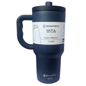 Zonacriativa – Copo Térmico Tumbler Vita Oceano 1L Inox com Canudo Retrátil