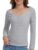 AIMILIA Túnica feminina de malha Waffle, camisas Henley de manga comprida, gola redonda, blusa básica de botão, caimento justo, roupas casuais, Cinza, G
