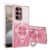 Asuwish Capa de celular para Samsung Galaxy S22 Ultra 5G capa magnética com protetor de tela de vidro temperado e anel de glitter brilhante suporte rígido acessórios S22ultra 22S S 22 S22ultra5g 6,8