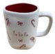Caneca de café de Natal Rae Dunn – Fa La La – Fitas vermelhas e bengalas doces