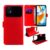 Capa Carteira Universal para Xiaomi Poco C40, Couro Sintético PVC, Vermelha, À Prova D’água, com Compartimento para Cartões, 18 x 10.5 cm