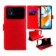 Capa Carteira Universal para Xiaomi Poco C40, Couro Sintético PVC, Vermelha, À Prova D’água, com Compartimento para Cartões, 18 x 10.5 cm