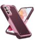 Capa compatível com Galaxy S21 FE 5G: capa de telefone dupla à prova de choque à prova de choque com policarbonato texturizado traseiro macio para Galaxy S21 FE 5G, vermelho e rosa