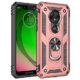 Capa de proteção para Motorola Moto G7 Play de grau militar para Motorola Moto G7 Play com anel giratório de metal 360, suporte magnético para carro, à prova de choque para Moto G7 Play (ouro rosa)