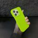 Capa de silicone líquido fluorescente fosca para iPhone 16, 15, 14, 13, 12, 11 Pro Max Plus, sem moldura, à prova de choque, verde fluorescente, para iPhone 13 Pro