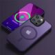 Capa de telefone translúcida fosca para iphone 15 14 13 12 11 pro max plus capa magnética de carregamento sem fio, roxo escuro, para iphone 15pro max
