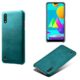 Capa para Samsung Galaxy A01,Proteção contra quedas,Casca de volta de cor sólida simples,Design de couro de imitação de plástico-Green