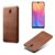 Capa para Xiaomi Redmi 8A,Proteção contra quedas,Casca de volta de cor sólida simples,Design de couro de imitação de plástico-Brown