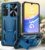 Capa protetora para Samsung Galaxy A15 4G/5G de grau militar à prova de quedas com suporte e slide | Capa de telefone resistente resistente e protetora texturizada – Azul