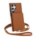 Capa transversal porta-cartões para Samsung Galaxy S25 Ultra Edge S24 Plus S23 S22 S21 FEA16 A26 A36 A56, marrom, para Galaxy S21 FE 5G